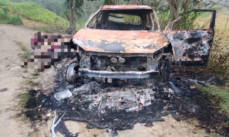 Horror en Pedernales: seis cuerpos torturados y quemados aparecen junto a un vehículo reducido a chatarra
