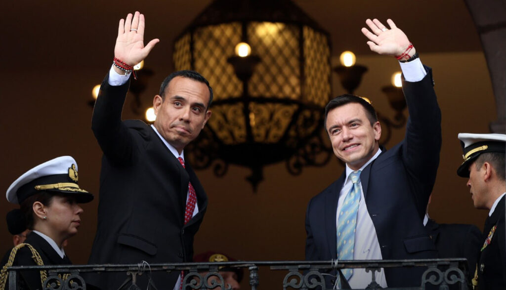 Daniel Noboa y José Jerí, presidentes de Ecuador y Perú, respectivamente. Foto tomada de X.