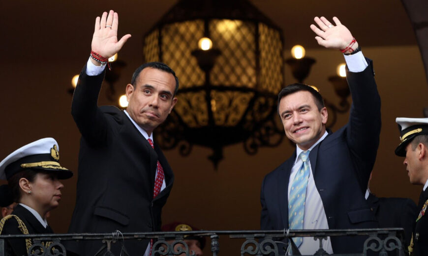 Daniel Noboa y José Jerí, presidentes de Ecuador y Perú, respectivamente. Foto tomada de X.