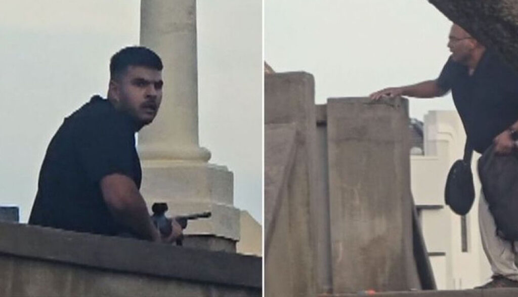 Ataque a tiros efectuado por dos asaltantes en la playa de Bondi.