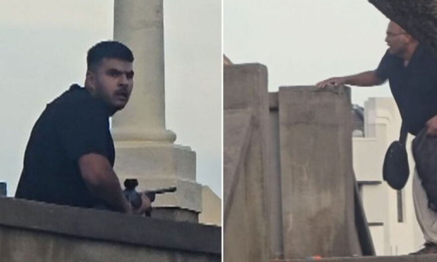 Ataque a tiros efectuado por dos asaltantes en la playa de Bondi.