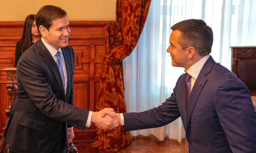 Daniel Noboa se comunicó nuevamente con Marco Rubio. Foto de instagram de Marco Rubio, publicando reunión en agosto 2025.